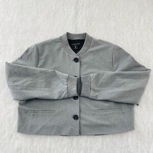 Rachel Zoe Womens Gray Long Sleeve Ribbed Trim Cuffed Cropped Jacket Size XL